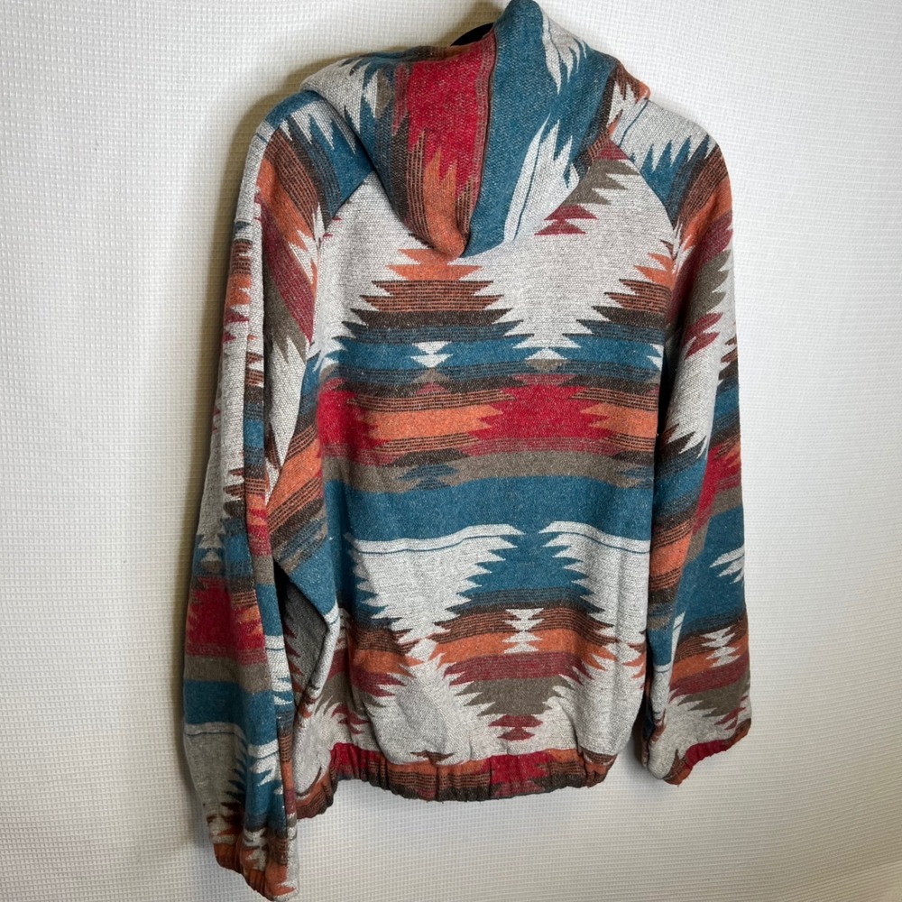 Womens Aztec Print Quarter Zip Hoodie Fleece Lined Casual Comfort Outerwear XXL - Picture 3 of 6